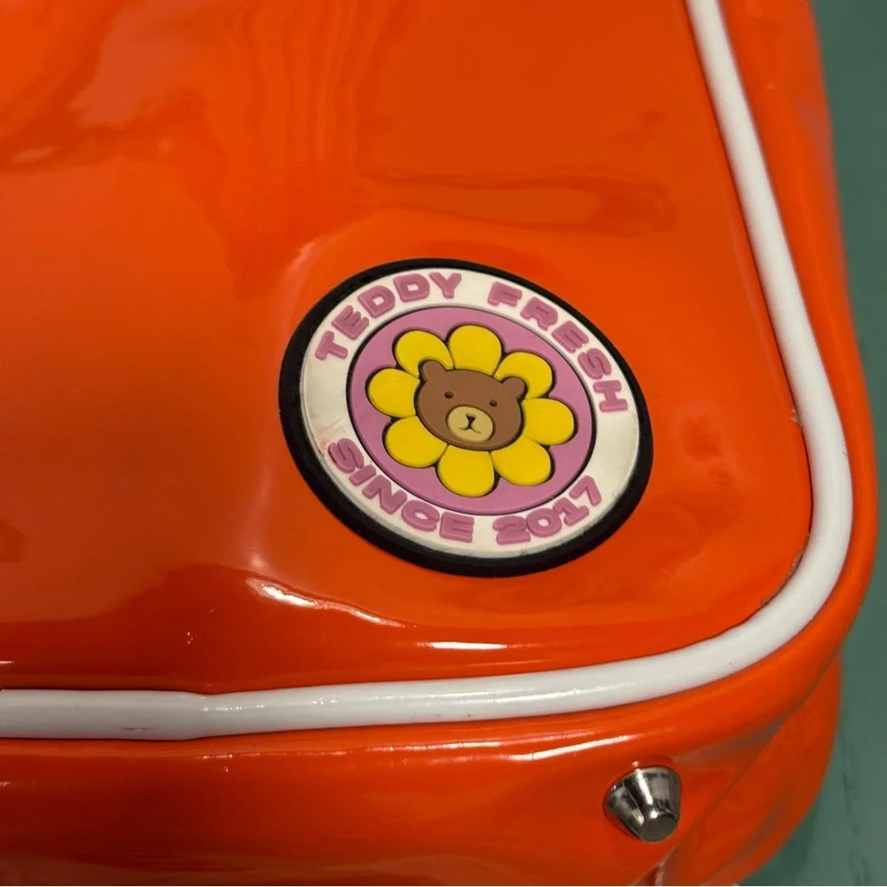 Teddy Fresh Glossy Orange and White Mini PVC Backpack